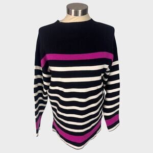 JNY Jones New York Small Striped Sweater Rayon Polyester Nylon